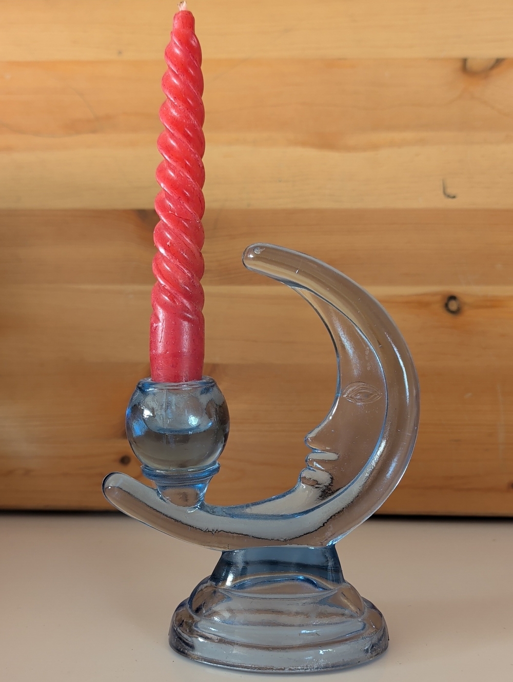 Moon-Shaped Glass Candle Holder.